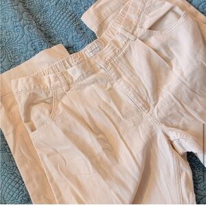 NEW Cream Casual Pants 100% Cotton Baggy Creamy Oversized Straight Leg Pockets